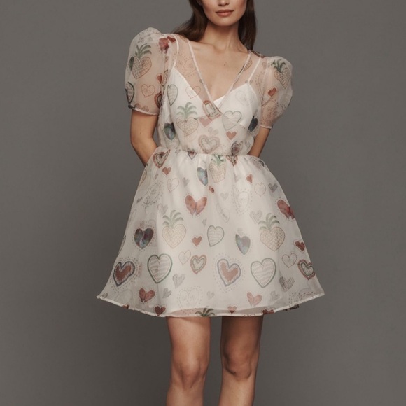 FARM Rio Dresses & Skirts - Anthropologie X Farm Rio Semi Sheer Puff Sleeve Dress New With Tags